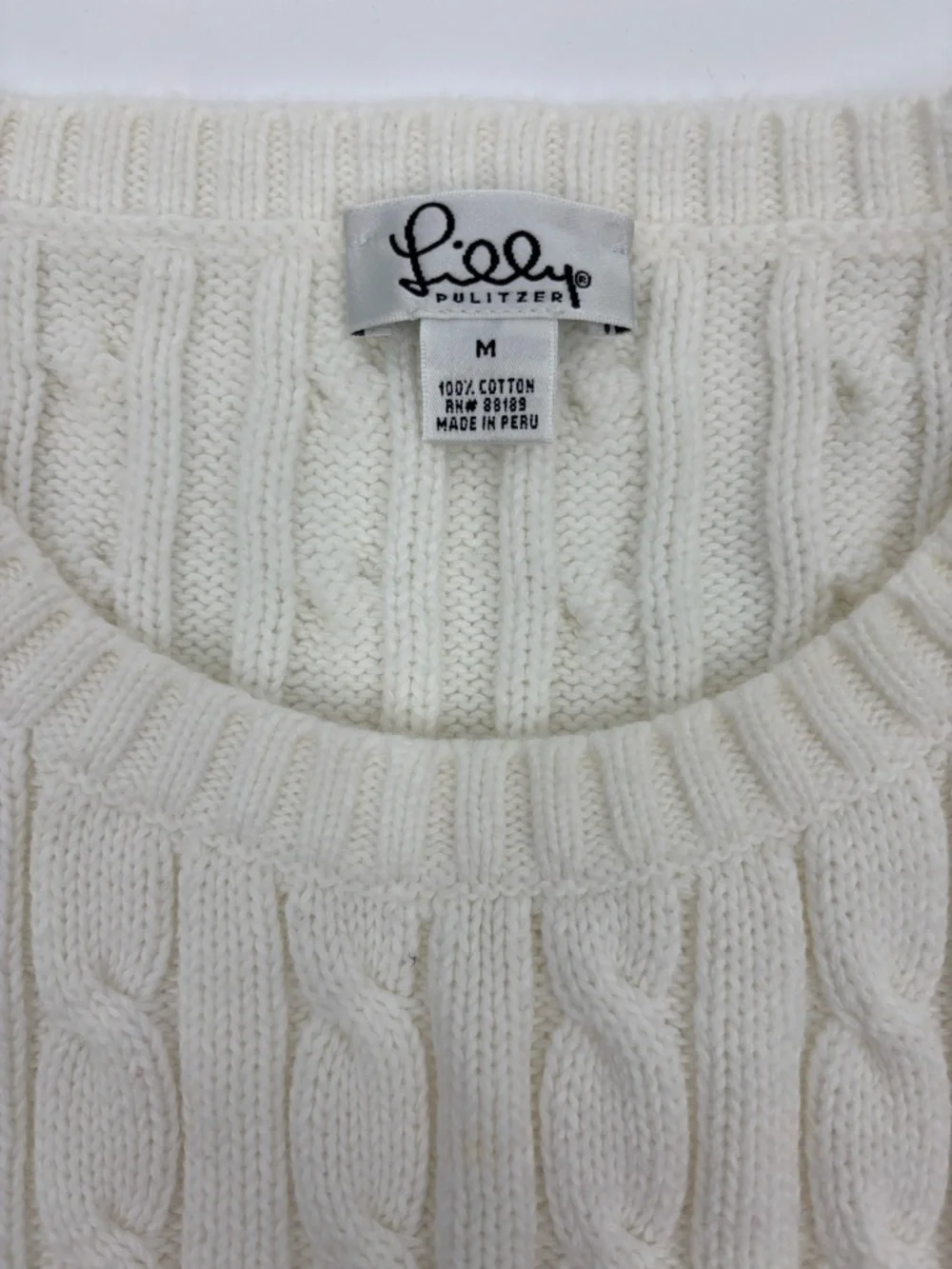 Lilly Pulitzer Sweater Vintage White Cable Knit - Picture 4 of 8